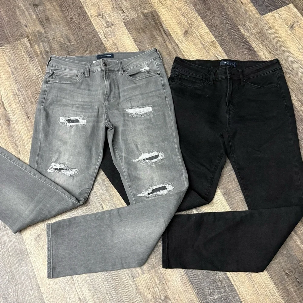 Aeropostle men’s skinny jeans 31/32 black and gray